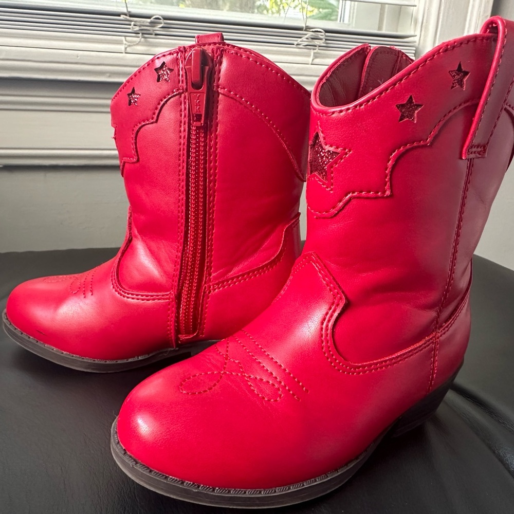 Gymboree Red Western Cowboy Boots Stars Size 7